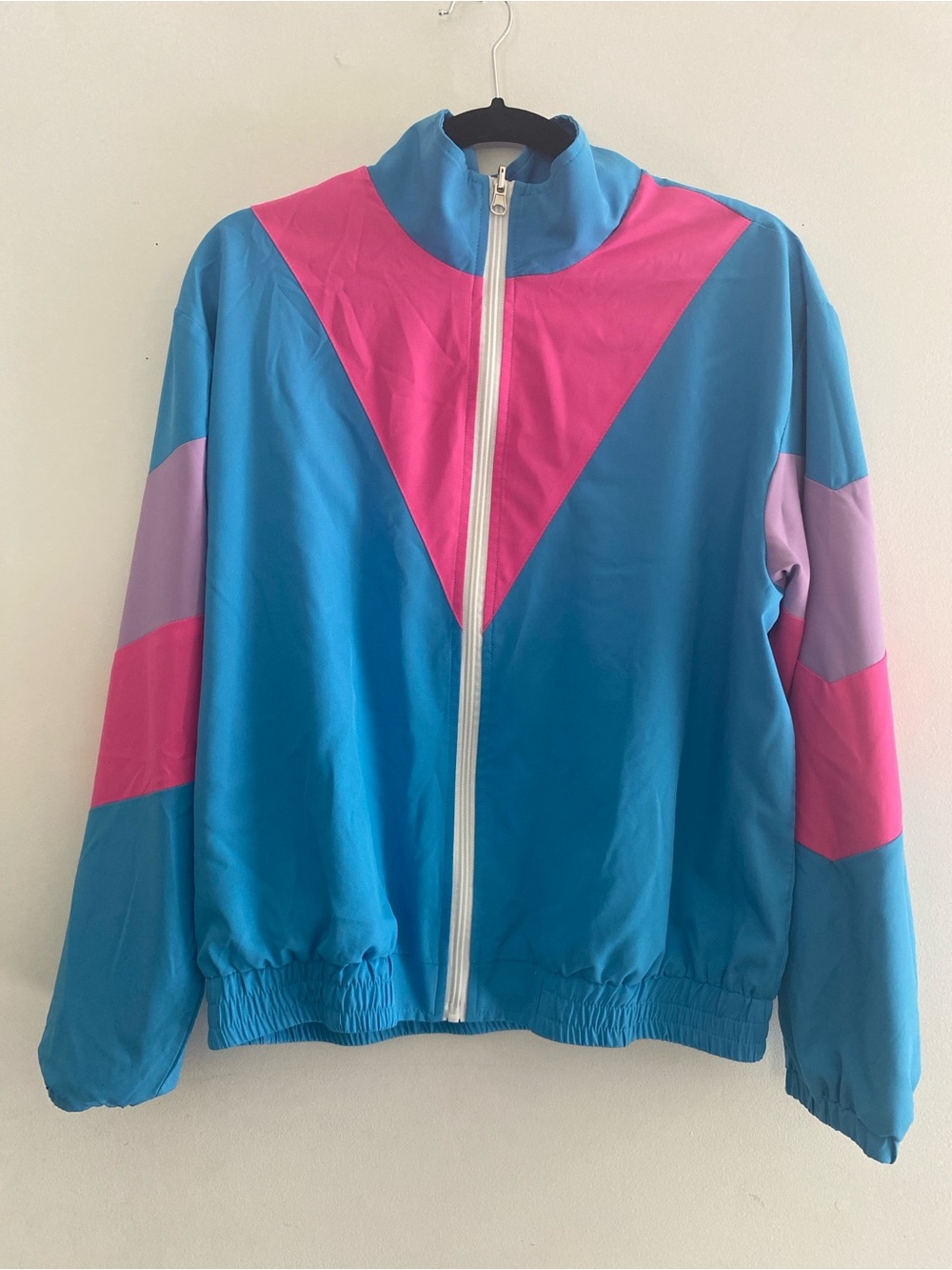 Blue & Pink Colorblock Windbreaker Jacket